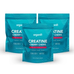 Organifi Creatine Cherry Chews 3 Pack | 180 Gummies | 1.5g Creatine per Chew