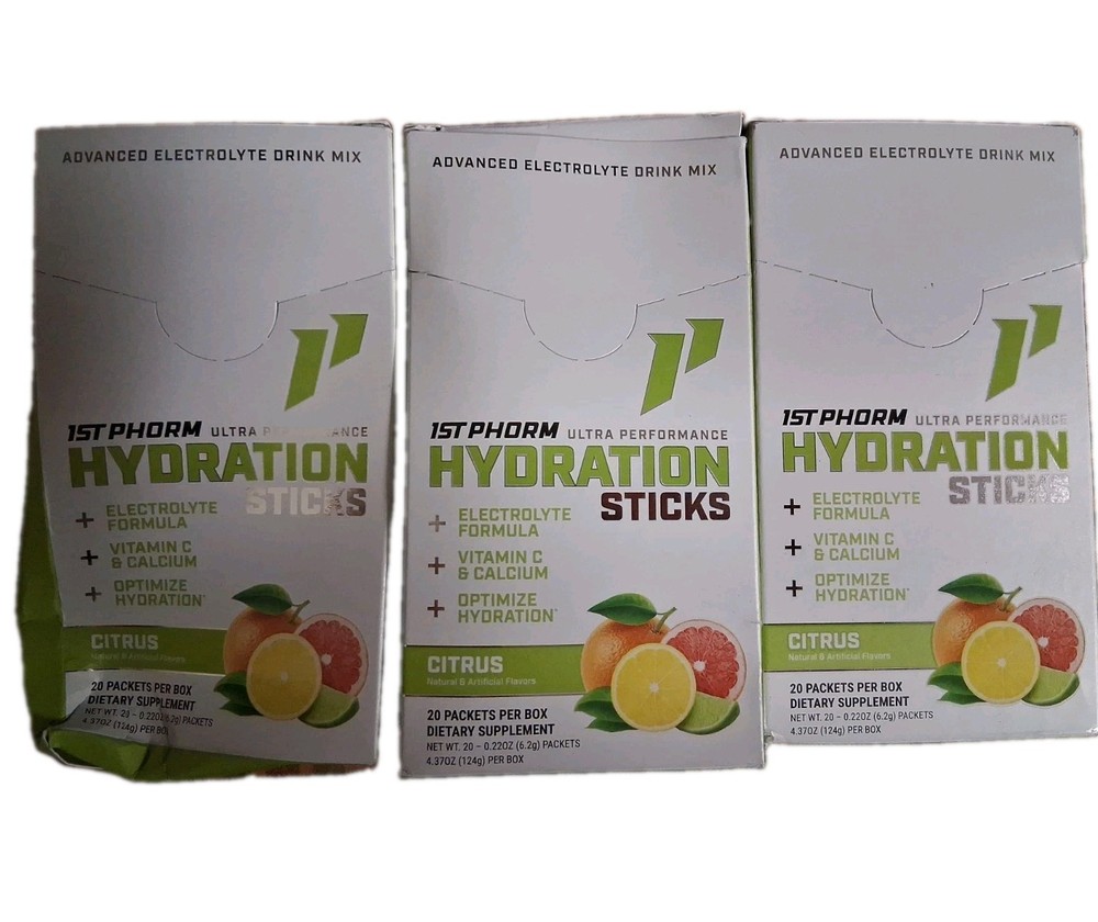 1st Phorm Hydration Sticks Citrus, 3 Boxes
