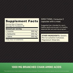 Instantized BCAA Capsules 1000mg – Keto-Friendly Essential Amino Acids, 60 Count