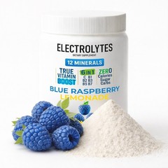 Electrolyte Complex Hydration Powder | 12 Minerals + 6 Vitamins | Blue Raspberry