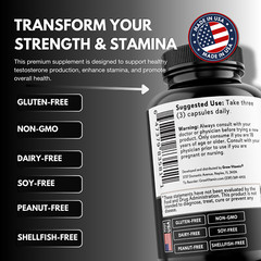 GROW T-TITAN Testo Booster + – Muscle Growth, Energy, Libido Capsules 90ct