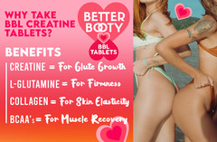 Better Booty BBL Tablets Creatine BCAA’s Women Perfect Peach Glute Builder 45ct