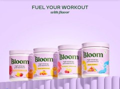 Bloom HIGH ENERGY PRE-WORKOUT 7 oz Size (30 Ser) Sour Peach Rings BEST BY 8/26