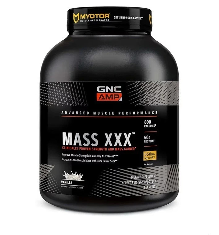 GNC AMP Mass XXX 6lb Vanilla | High-Calorie Mass Gainer 50g Protein 07-2027