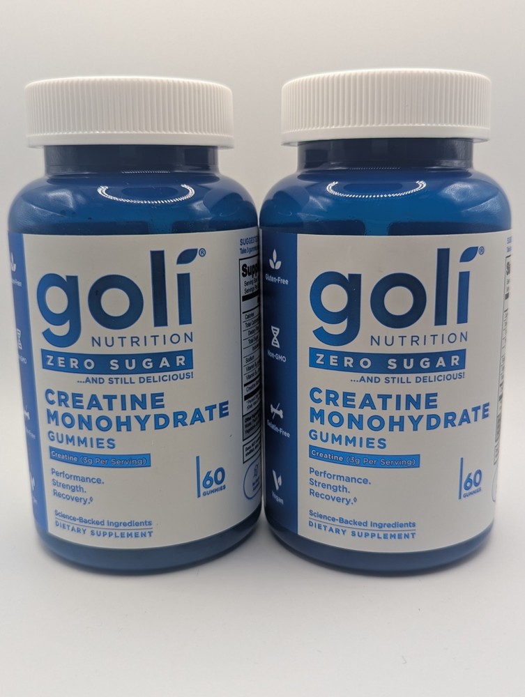 2x Goli Creatine Monohydrate Gummies Zero Sugar 60 Count 10/2027
