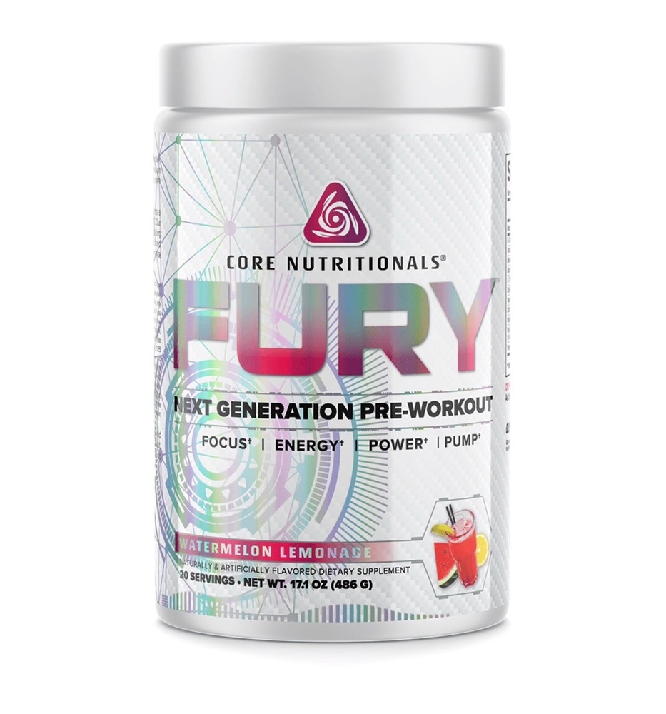 PRE-WORKOUT – Core Nutritionals- FURY – WATERMELON LEMONADE [17.1oz] EX 01/25