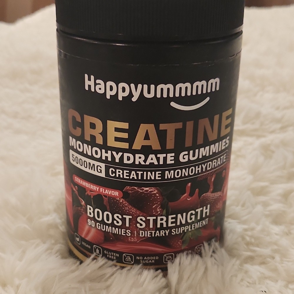 Happyummmm Creatine Monohydrate Gummies 5000mg Strawberry, 90 ct Gluten-Free