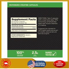Optimum Nutrition Creatine Monohydrate Capsules 2500mg, 300 Count, Keto Friendly