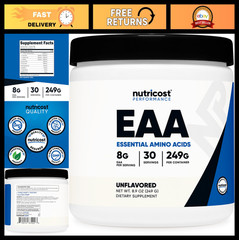 Essential Amino Acids Powder – 30 Servings, Unflavored, Non-GMO, Gluten Free, Ve
