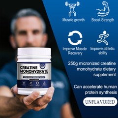100% Pure Creatine Monohydrate™ Powder, Unflavored, 250 Gram – 50 Servings