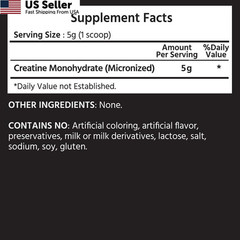 ML Naturals Micronized Creatine Monohydrate 5g (Per Serving) 500g (Pack of 1)