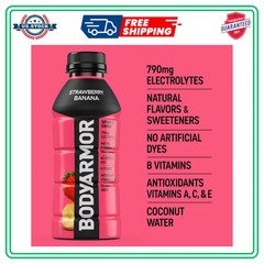 BODYARMOR Sports Drink Strawberry Banana 16 Fl Oz Bottles 12 Pack Hydration