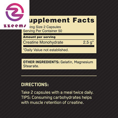 Micronized Creatine Monohydrate Capsules, Keto Friendly, 2500Mg, 100 Capsules