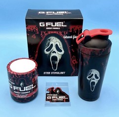 G Fuel Scream Ghost Face Stab Stimulant Collector’s Box Tub + Metal Shaker Cup