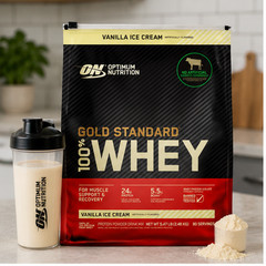 2-Pack Optimum Nutrition Gold Stnd 100% Whey Protein Powder Vanilla Ice Cream