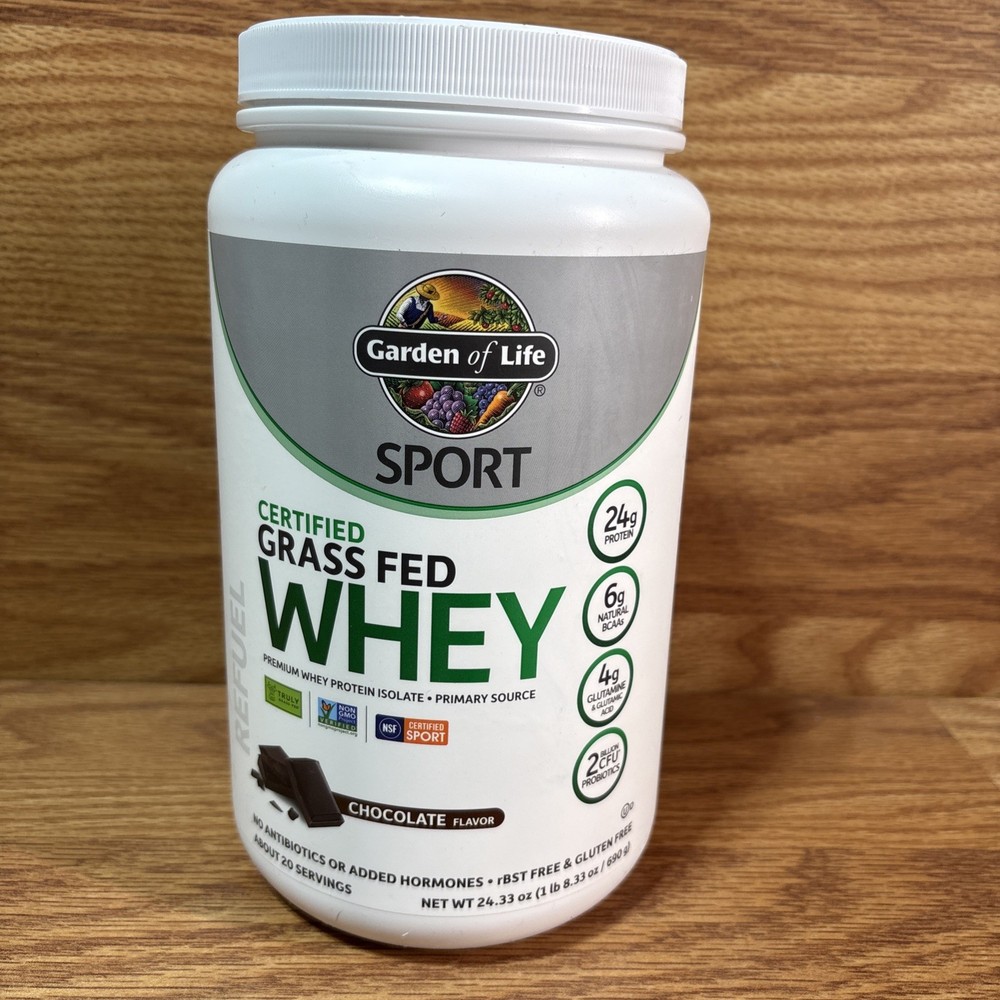 Garden of Life Sport Whey Protein Powder Chocolate Grass Fed Whey Exp 2/26