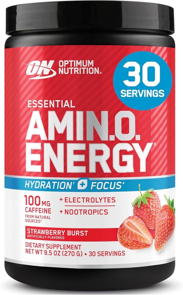 Optimum Nutrition Amino Energy Powder Plus Focus, with BCAA, Electrolytes, Juice