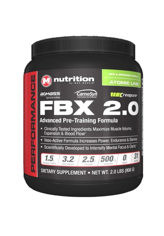 Pre-workout FBX 2.0 Atomic Lime. 2.5g Of Creatine, 3.2g Of Beta Alanine. 31…
