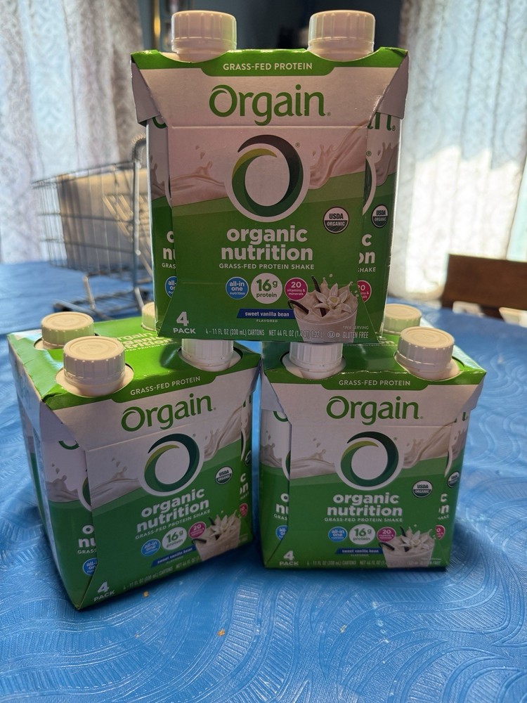 Orgain 20g Clean Protein Grass-Fed Protein Shake, Vanilla Bean 2 Pack Of 12