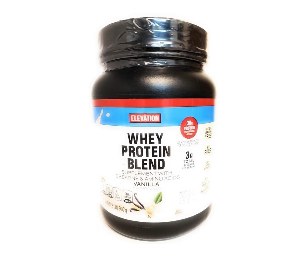Elevation Whey Protein Blend Vanilla Powder with Creatine & Amino Acids 32 oz