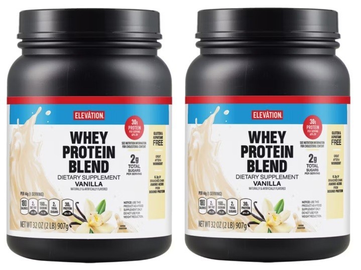 Elevation Vanilla Whey Protein Blend Dietary Supplement Powder, 32 oz (2 Pack)