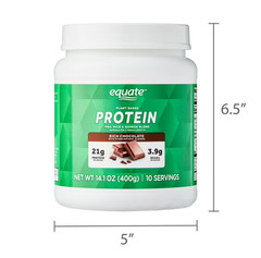 3 Pack Equate Plant-Based Protein Powder Supplement, Rich Chocolate, 14.1 oz Pk