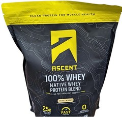 Ascent 100% Whey, Native Whey Protein Blend, Vanilla Bean (4.25 Pounds)