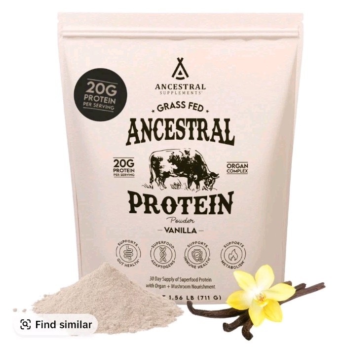Ancestral Supplements Grass Fed Protein Powder, Vanilla 1.59lbs Exp. 9/15/27