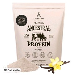 Ancestral Supplements Grass Fed Protein Powder, Vanilla 1.59lbs Exp. 9/15/27