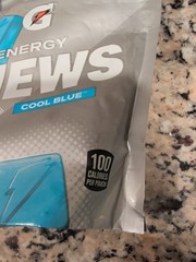 Gatorade Energy Chews Cool Blue Caffeine Free 2 Pack 60 Chews Total Exp 02/2027