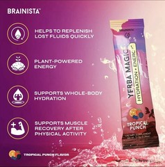 BRAINISTA Yerba Magic Electrolytes Hydration + Energy No Sugar, 20 Packets