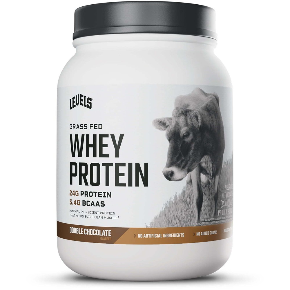Levels Grass Fed Whey Protein Powder, No Artificials, Double Chocolate 1.48LB