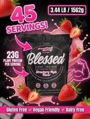 EHPLabs Blessed Plant Protein 3.44lb 45 Serving Strawberry Mylk French label