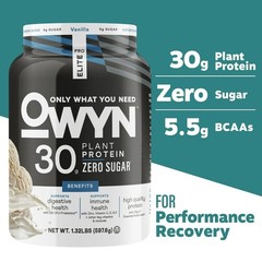 OWYN Elite Pro Plant Protein Powder Vanilla 30g Zero Sugar Vegan GF 1.32 lb