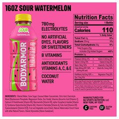 BODYARMOR Sports Drink, Sour Watermelon, 12-Pack of 16 Fl Oz Hydration Bottles