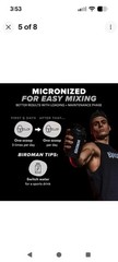 BIRDMAN Micronized Creatine Monohydrate Powder 80 Servings 400 g Exp. 4/2028
