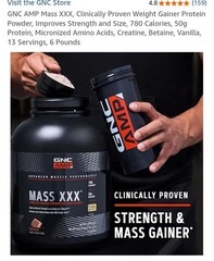 GNC AMP Mass XXX 6lb Vanilla | High-Calorie Mass Gainer 50g Protein 07-2027