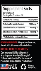 Testosterone Booster – Tribulus Terrestris 1000 Muscle Gainer 90 caps 1 Bottle