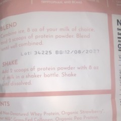 Just Ingredients Strawberries & Cream Protein Powder Casein-Free GF 1.49lb 15sv