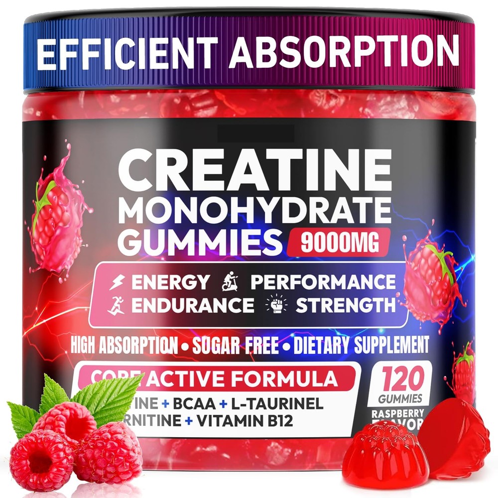 Creatine Gummies Monohydrate Complex 9000MG, Pre-Workout for Men & Women, Creati