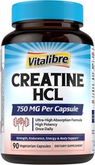 750mg Pure Creatine HCl – No Bloat, Once Daily for Optimal Performance, 90 Caps