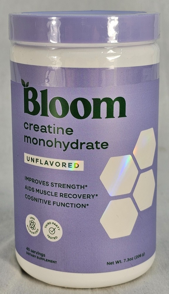 Bloom Nutrition Creatine Monohydrate Vegan Supplement Powder Unflavored 40 Servs
