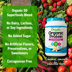 Orgain Organic Vegan Protein Powder 21g + 50 Superfoods Vanilla 2.02lb