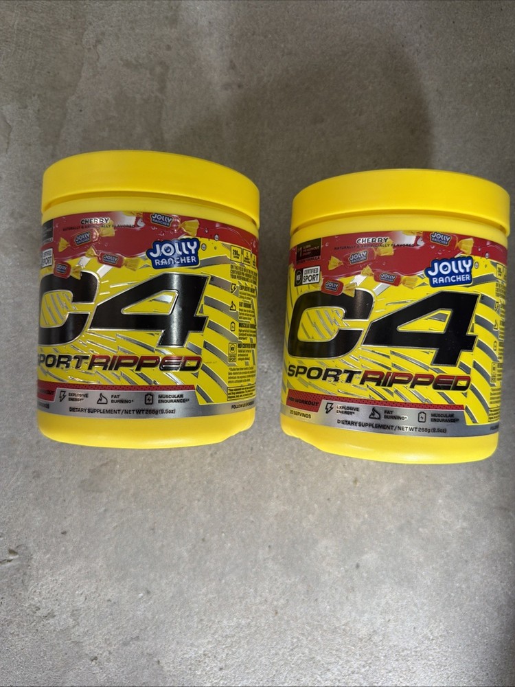 2 Cans C4® Sport Ripped, Pre-Workout, Jolly Rancher Cherry, 9.4 oz ea. exp 4/28
