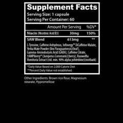 INSANE LABZ SAW High Stim Fat Burner 60 Capsules Energy Focus Intense Fat Loss