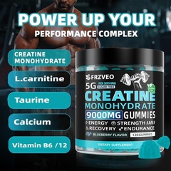 Creatine Monohydrate Gummies 9000mg for Men & Women, Potent Creatine Suppleme…