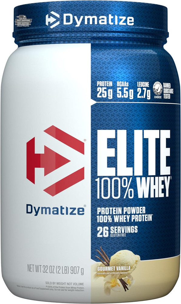 Dymatize Elite 100% Whey Gourmet Vanilla Protein Powder 32 oz