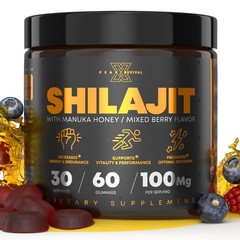 Peak Revival Shilajit Gummies with Manuka Honey – 60 Count (Pack of 1)