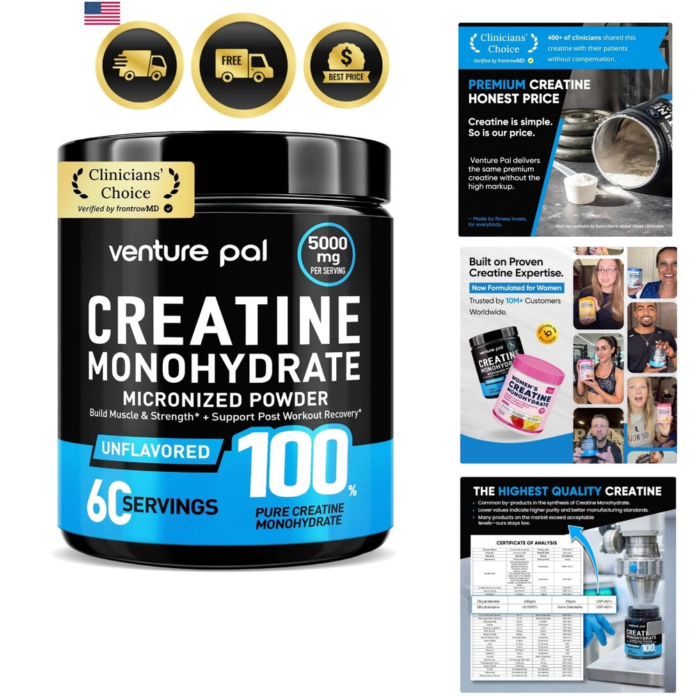 100% Pure Micronized Creatine Monohydrate Powder, Unflavored Creatine for Wom…