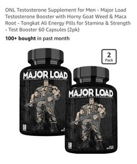 2 PACK LOT Major Load Testosterone Booster MALE ENHANCEMENT Supplement goat weed
